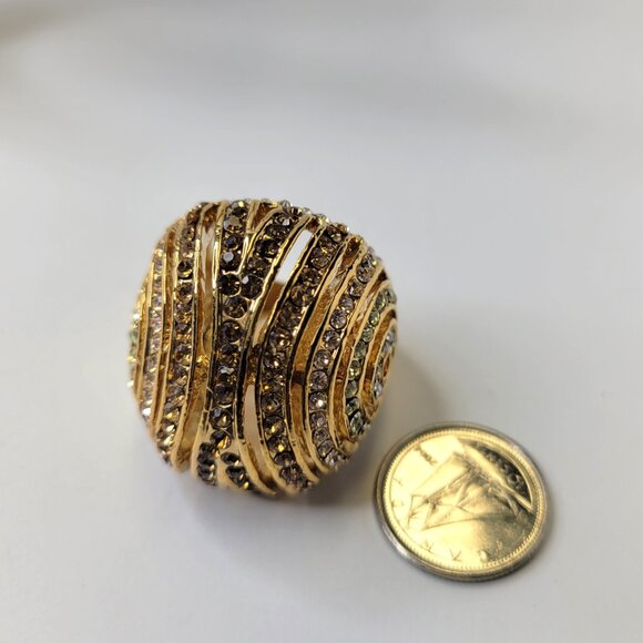 Gold Dome Cocktail Fashion Ring-  Size 5, Size 9 - Picture 4 of 16